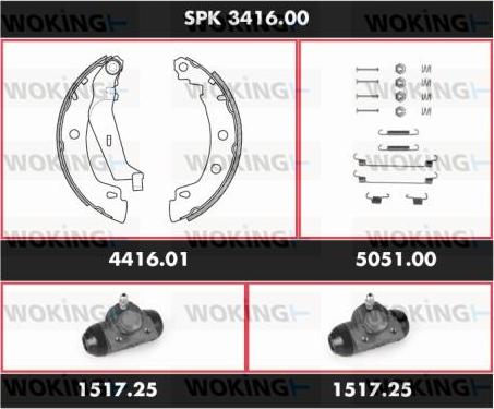 Woking SPK 3416.00 - Jeu de mâchoires de frein cwaw.fr