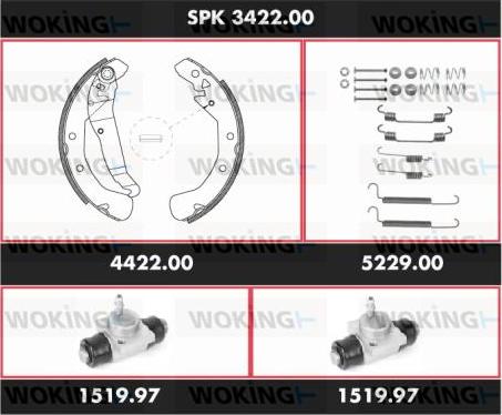 Woking SPK 3422.00 - Jeu de mâchoires de frein cwaw.fr