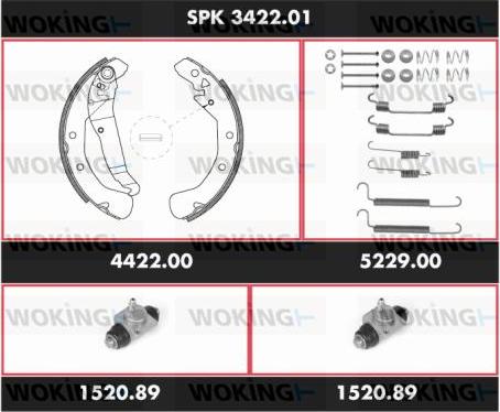 Woking SPK 3422.01 - Jeu de mâchoires de frein cwaw.fr