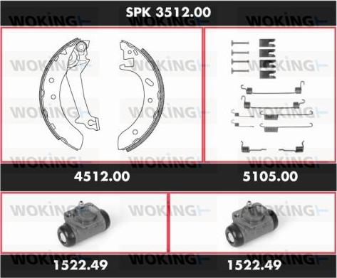 Woking SPK 3512.00 - Jeu de mâchoires de frein cwaw.fr