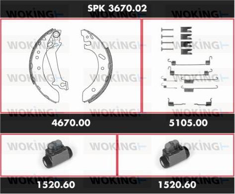 Woking SPK 3670.02 - Jeu de mâchoires de frein cwaw.fr