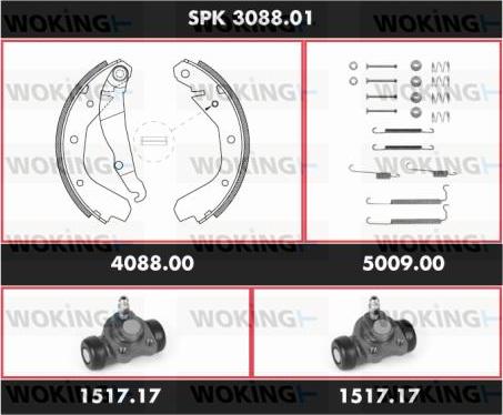 Woking SPK 3088.01 - Jeu de mâchoires de frein cwaw.fr