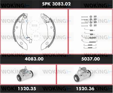 Woking SPK 3083.02 - Jeu de mâchoires de frein cwaw.fr