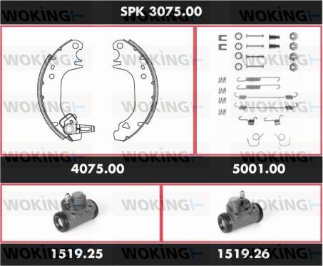 Woking SPK 3075.00 - Jeu de mâchoires de frein cwaw.fr