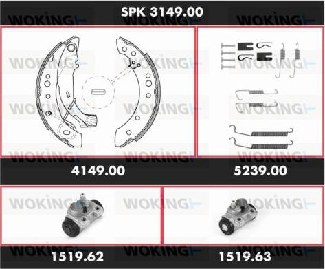 Woking SPK 3149.00 - Jeu de mâchoires de frein cwaw.fr