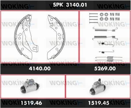 Woking SPK 3140.01 - Jeu de mâchoires de frein cwaw.fr