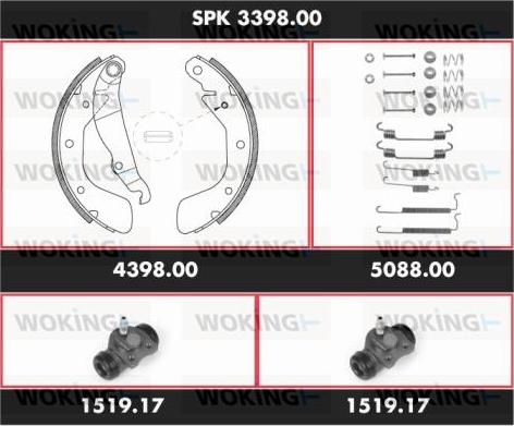 Woking SPK 3398.00 - Jeu de mâchoires de frein cwaw.fr