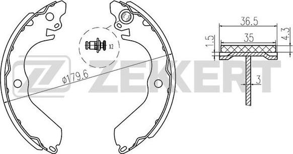 Zekkert BK-4176 - Jeu de mâchoires de frein cwaw.fr