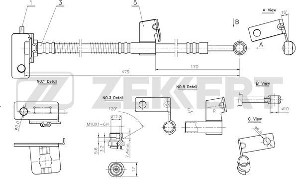 Zekkert BS-9076 - Flexible de frein cwaw.fr