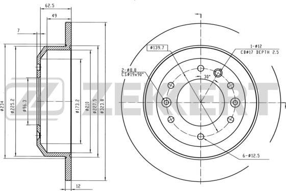 Zekkert BS-5969 - Disque de frein cwaw.fr