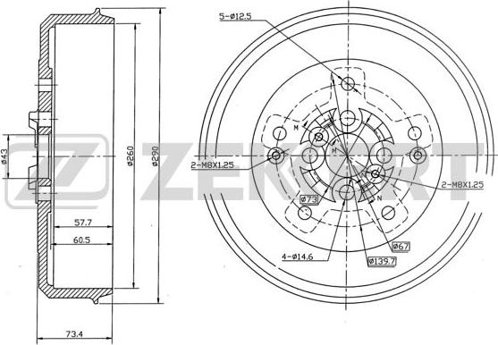 Zekkert BS-5448 - Tambour de frein cwaw.fr