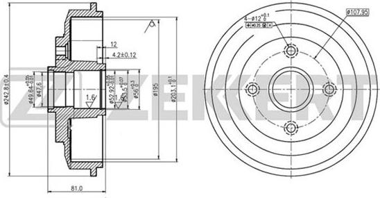 Zekkert BS-5451 - Tambour de frein cwaw.fr