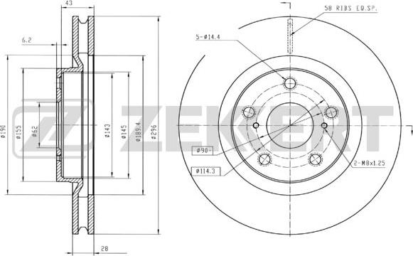 Zekkert BS-5430B - Disque de frein cwaw.fr