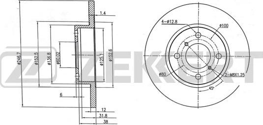 Zekkert BS-5562 - Tambour de frein cwaw.fr