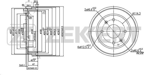 Zekkert BS-5523 - Tambour de frein cwaw.fr