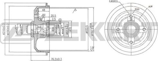 Zekkert BS-5576 - Tambour de frein cwaw.fr