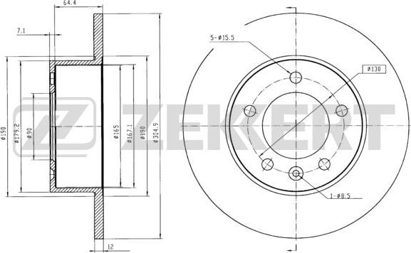 Zekkert BS-5632B - Disque de frein cwaw.fr