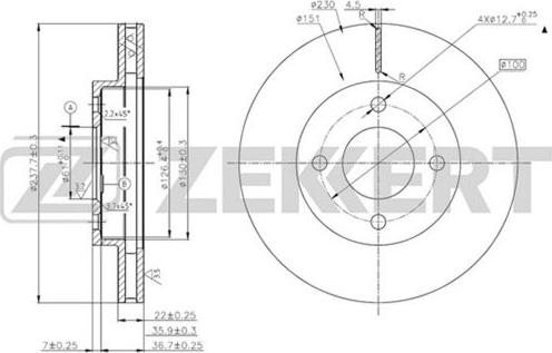 Zekkert BS-5629 - Disque de frein cwaw.fr