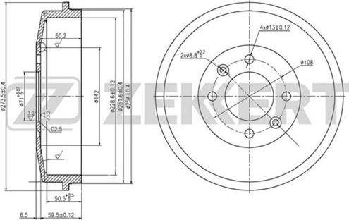 Zekkert BS-5098 - Tambour de frein cwaw.fr