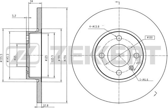 Zekkert BS-5089B - Disque de frein cwaw.fr