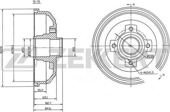 Zekkert BS-5079 - Tambour de frein cwaw.fr