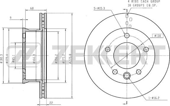 Zekkert BS-5199B - Disque de frein cwaw.fr