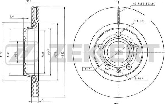 Zekkert BS-5195B - Disque de frein cwaw.fr