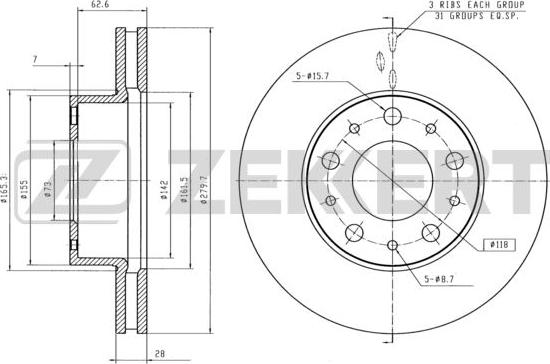 Zekkert BS-5108 - Disque de frein cwaw.fr