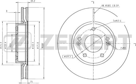 Zekkert BS-5119B - Disque de frein cwaw.fr