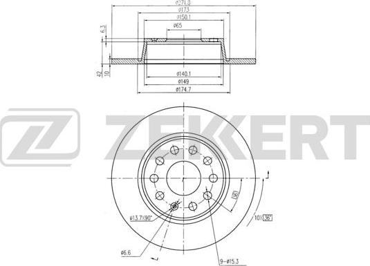 Zekkert BS-5116B - Disque de frein cwaw.fr