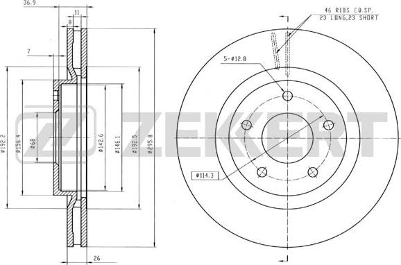 Zekkert BS-5183B - Disque de frein cwaw.fr