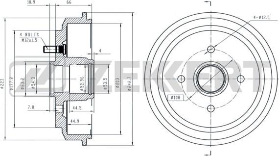 Zekkert BS-5132 - Tambour de frein cwaw.fr