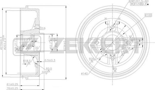 Zekkert BS-5124 - Tambour de frein cwaw.fr