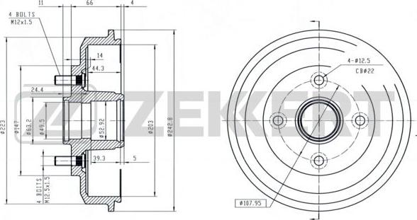 Zekkert BS-5170 - Tambour de frein cwaw.fr