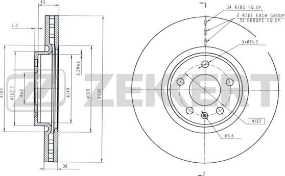 Zekkert BS-5845 - Disque de frein cwaw.fr