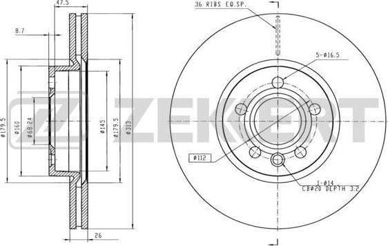 Zekkert BS-5846 - Disque de frein cwaw.fr