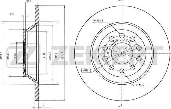 Zekkert BS-5864B - Disque de frein cwaw.fr