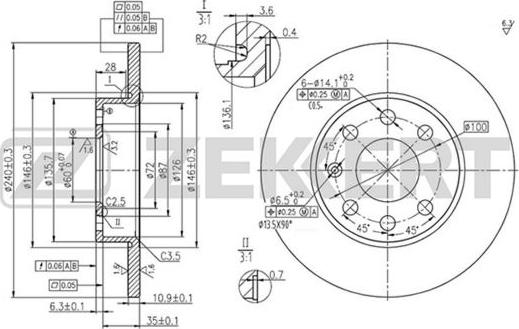 Zekkert BS-5355 - Disque de frein cwaw.fr