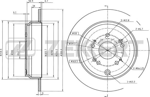 Zekkert BS-5386B - Disque de frein cwaw.fr