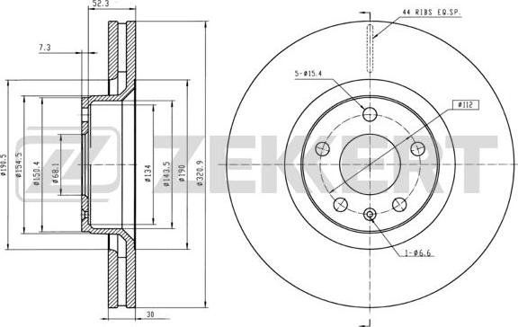 Zekkert BS-5334B - Disque de frein cwaw.fr