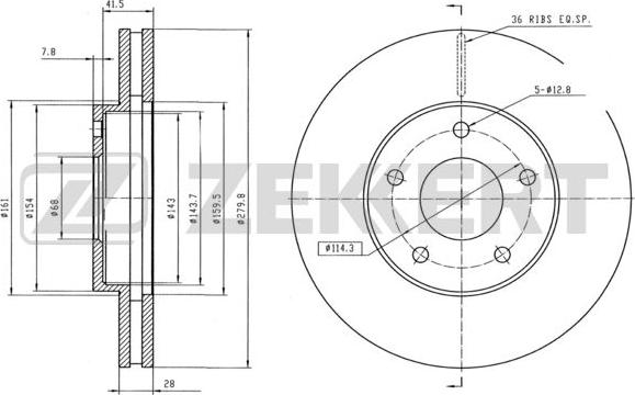 Zekkert BS-5325B - Disque de frein cwaw.fr