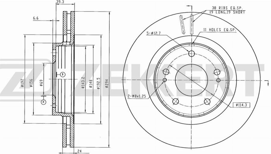 Zekkert BS-5327B - Disque de frein cwaw.fr