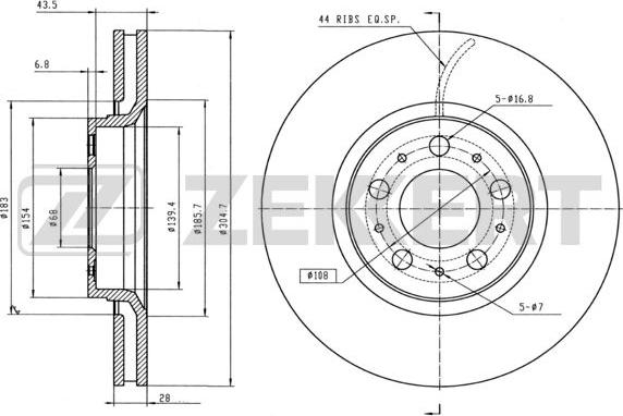 Zekkert BS-5299B - Disque de frein cwaw.fr