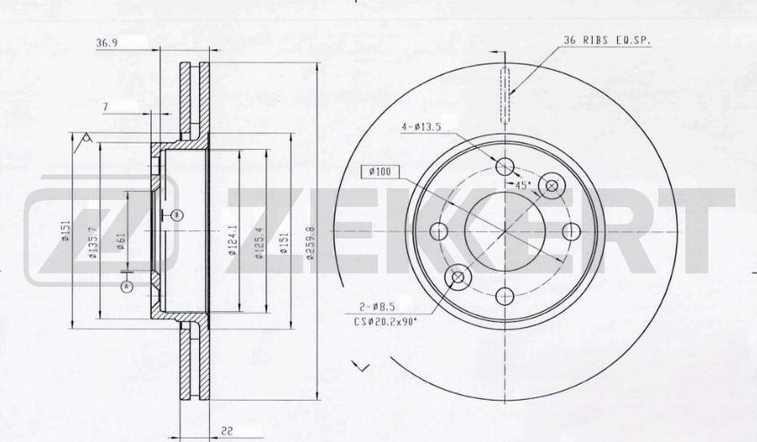 Zekkert BS-5231B - Disque de frein cwaw.fr