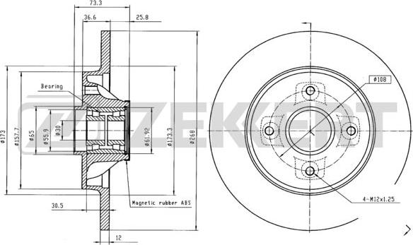 Zekkert BS-5237BZ - Disque de frein cwaw.fr