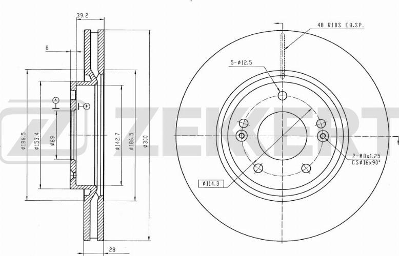 Zekkert BS-5274B - Disque de frein cwaw.fr