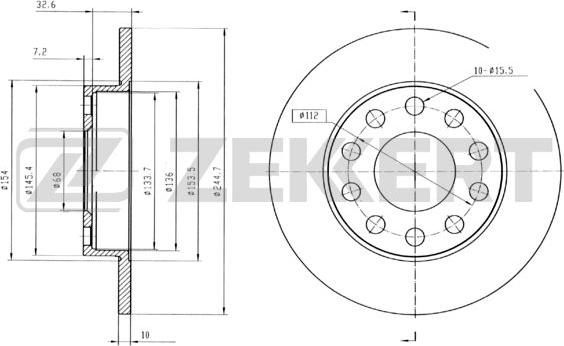 Zekkert BS-5780B - Disque de frein cwaw.fr