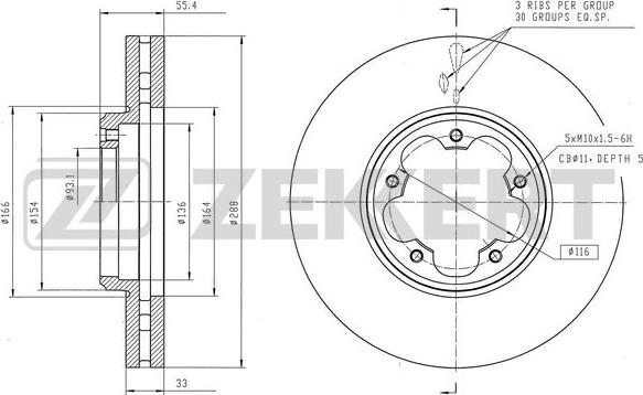 Zekkert BS-6553 - Disque de frein cwaw.fr