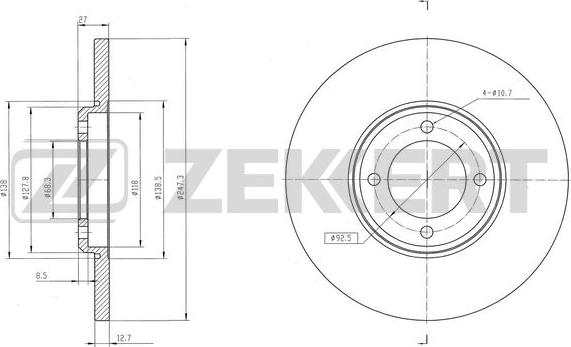 Zekkert BS-6565 - Disque de frein cwaw.fr