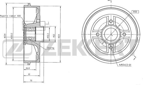 Zekkert BS-6612 - Tambour de frein cwaw.fr